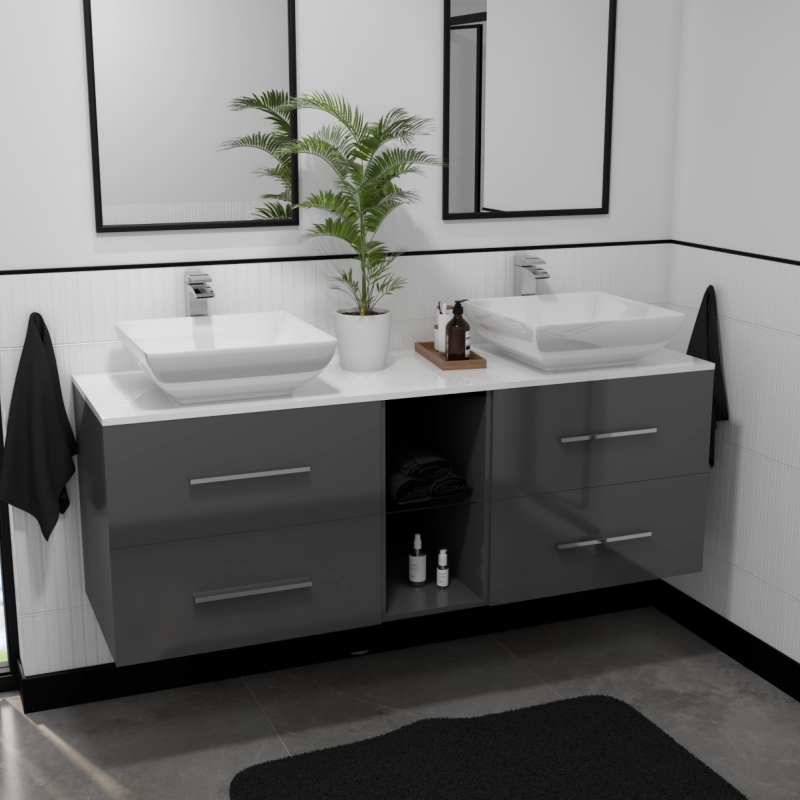 Glass sink shop vanity